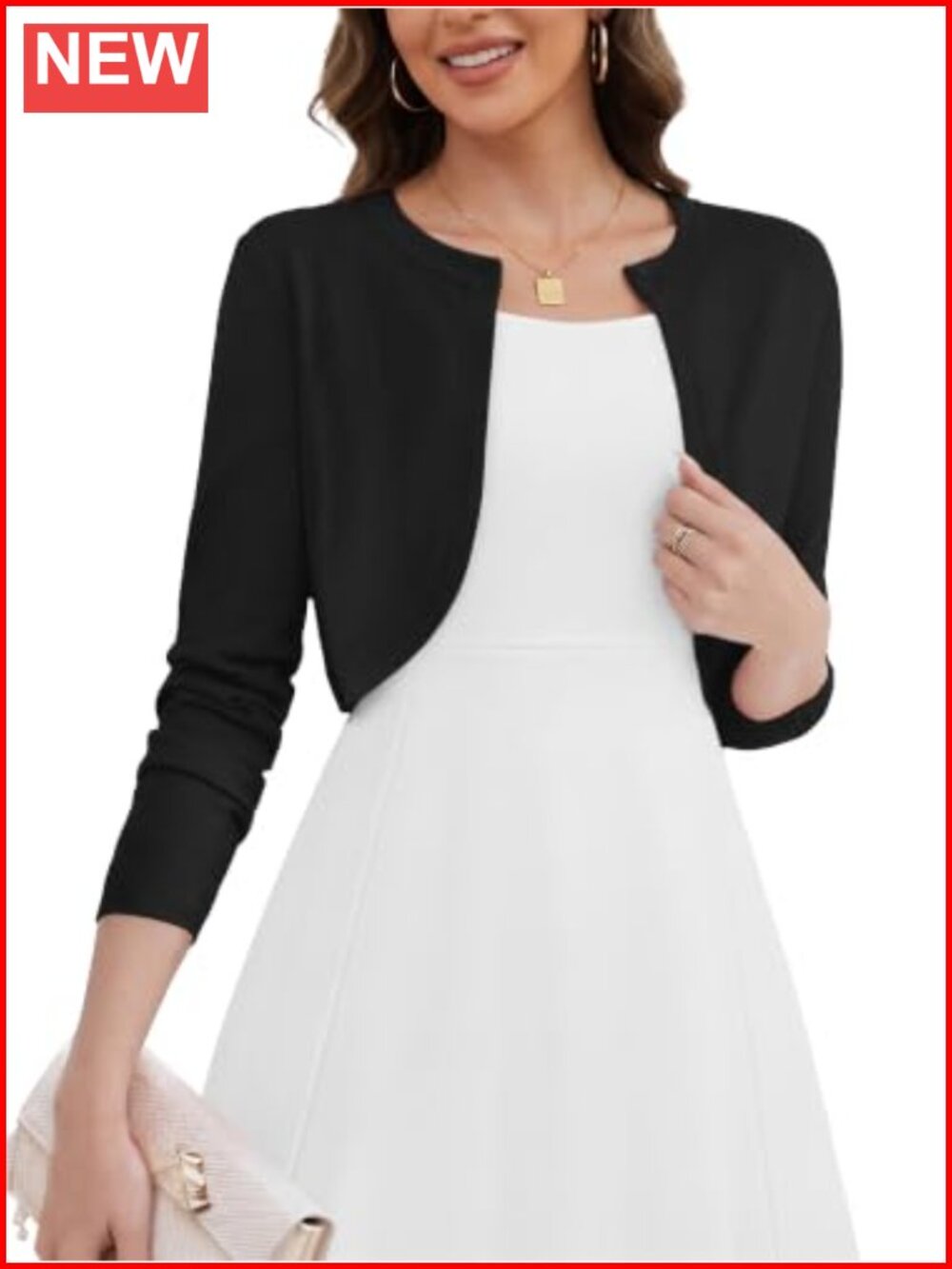 Cropped Long Sleeve Button Bolero Shrug Cardigan Cover Up